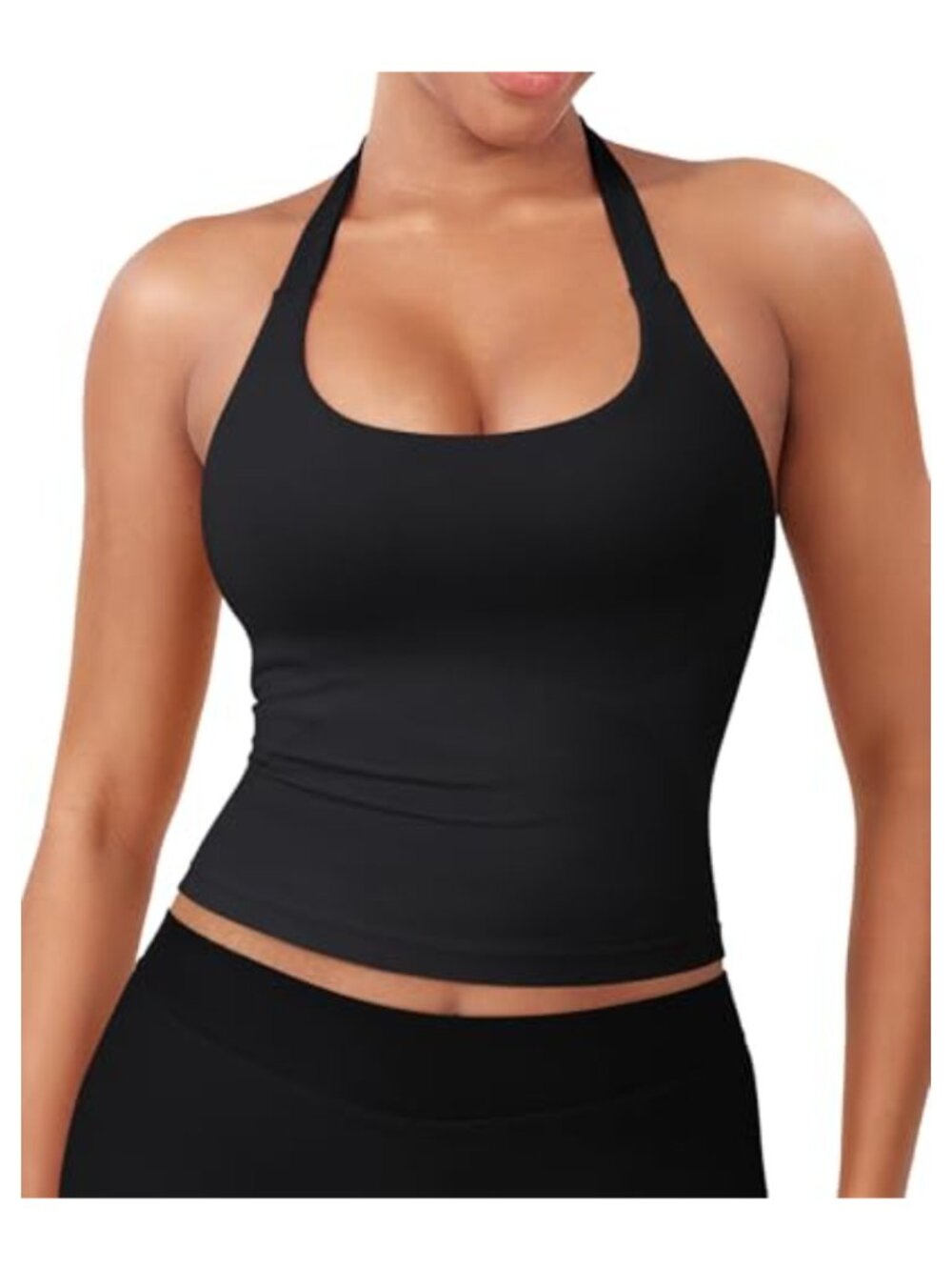 YEOREO SoftHue Impact Halter Tank Top Backless Built-in Bra Activewear